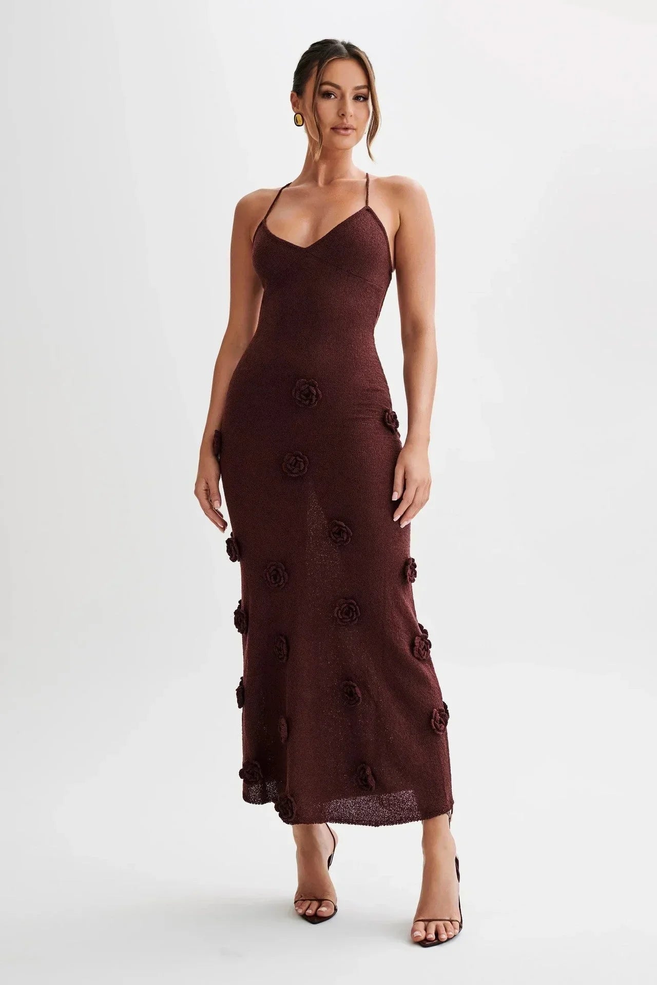 Robe longue femme avec fleurs et bretelles fines | Coupe féminine + Style élégant + Facile à accessoiriser – ROBEMODE