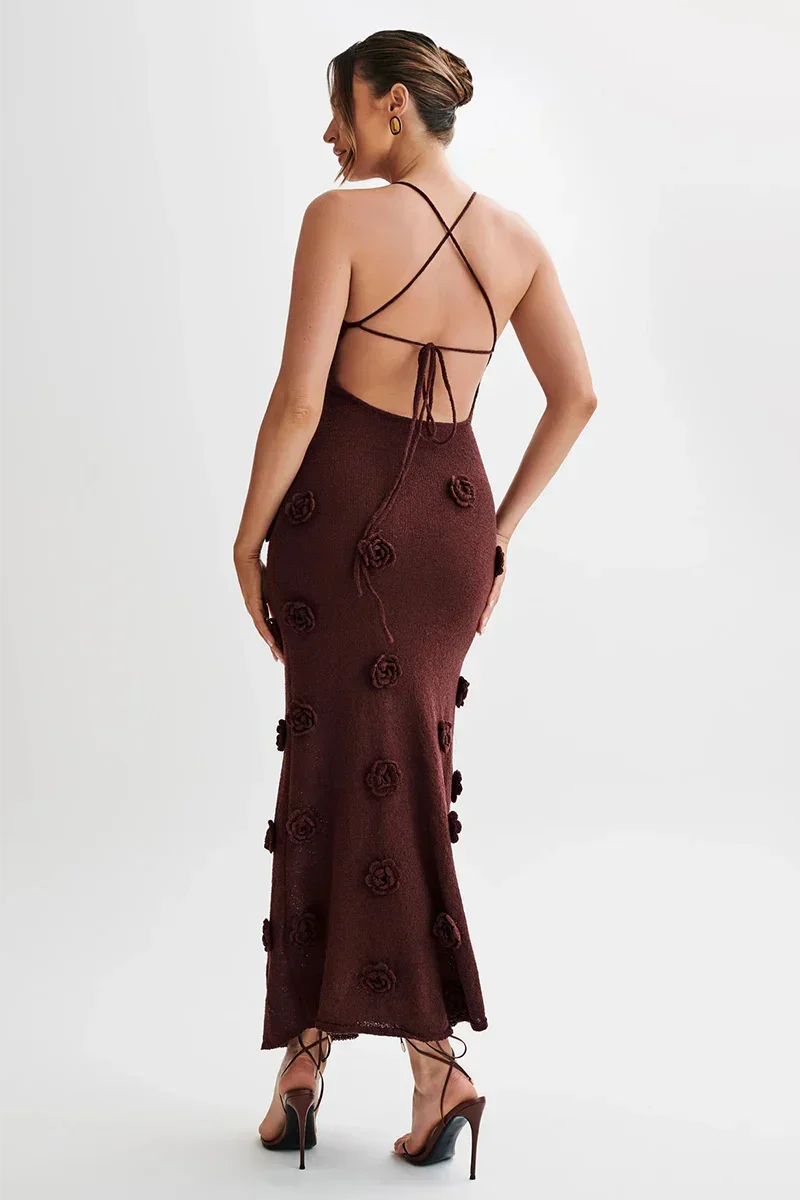 Robe longue femme avec fleurs et bretelles fines | Coupe féminine + Style élégant + Facile à accessoiriser – ROBEMODE