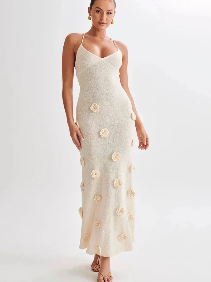 Robe longue femme avec fleurs et bretelles fines | Coupe féminine + Style élégant + Facile à accessoiriser – ROBEMODE