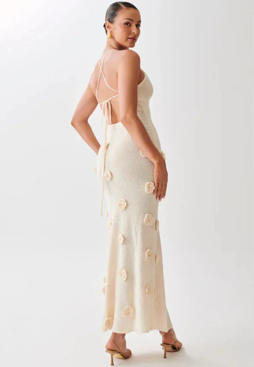 Robe longue femme avec fleurs et bretelles fines | Coupe féminine + Style élégant + Facile à accessoiriser – ROBEMODE