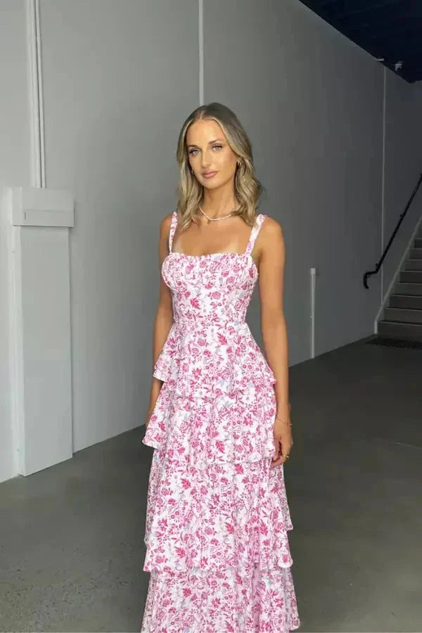 Robe longue femme à volants et motifs floraux été | Coupe féminine + Style élégant + Facile à accessoiriser – ROBEMODE