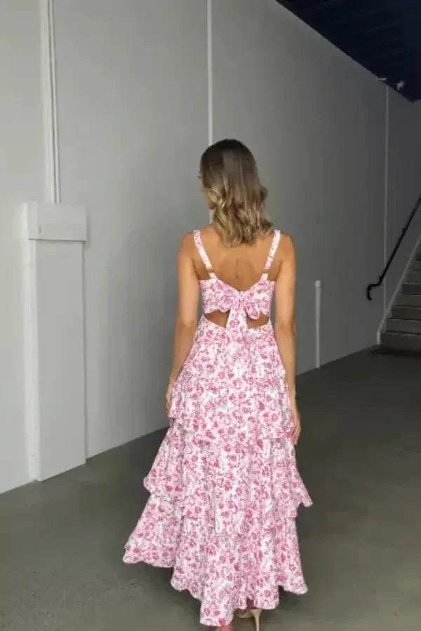 Robe longue femme à volants et motifs floraux été | Coupe féminine + Style élégant + Facile à accessoiriser – ROBEMODE