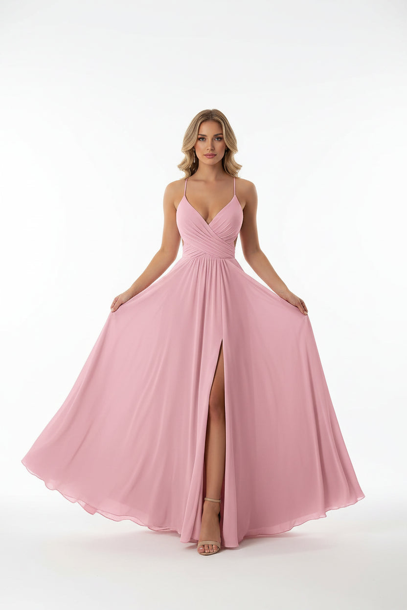 Robe Longue Fluide Fendue Décolleté Plongeant Femme Soirée | ROBEMODE