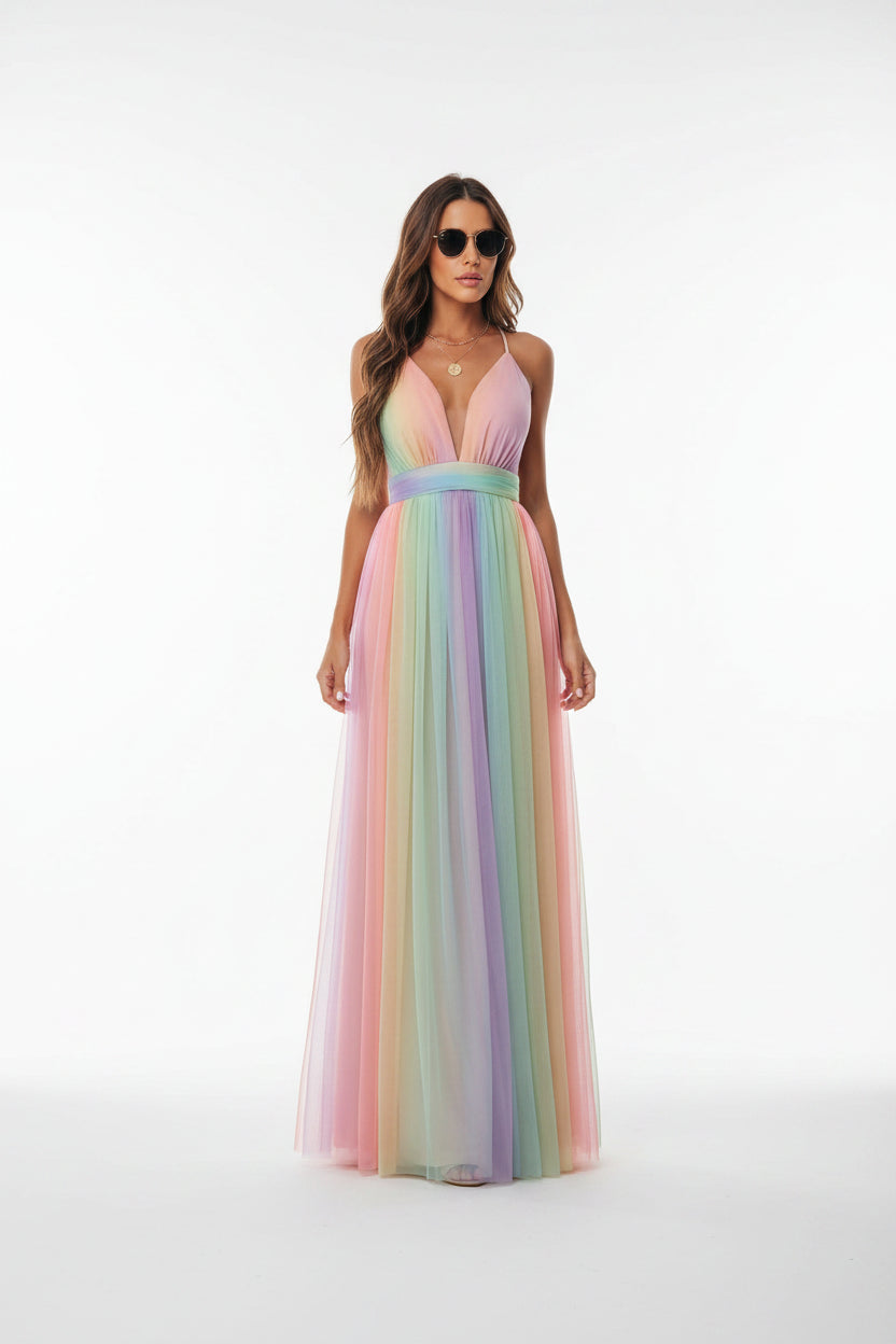 Robe longue femme multicolore dos nu été | Coupe féminine + Style élégant + Facile à accessoiriser – ROBEMODE