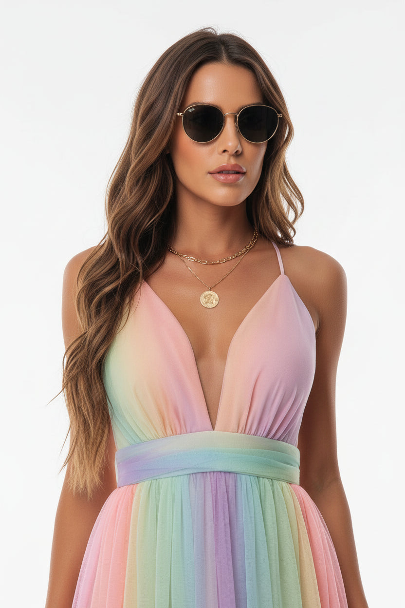 Robe longue femme multicolore dos nu été | Coupe féminine + Style élégant + Facile à accessoiriser – ROBEMODE