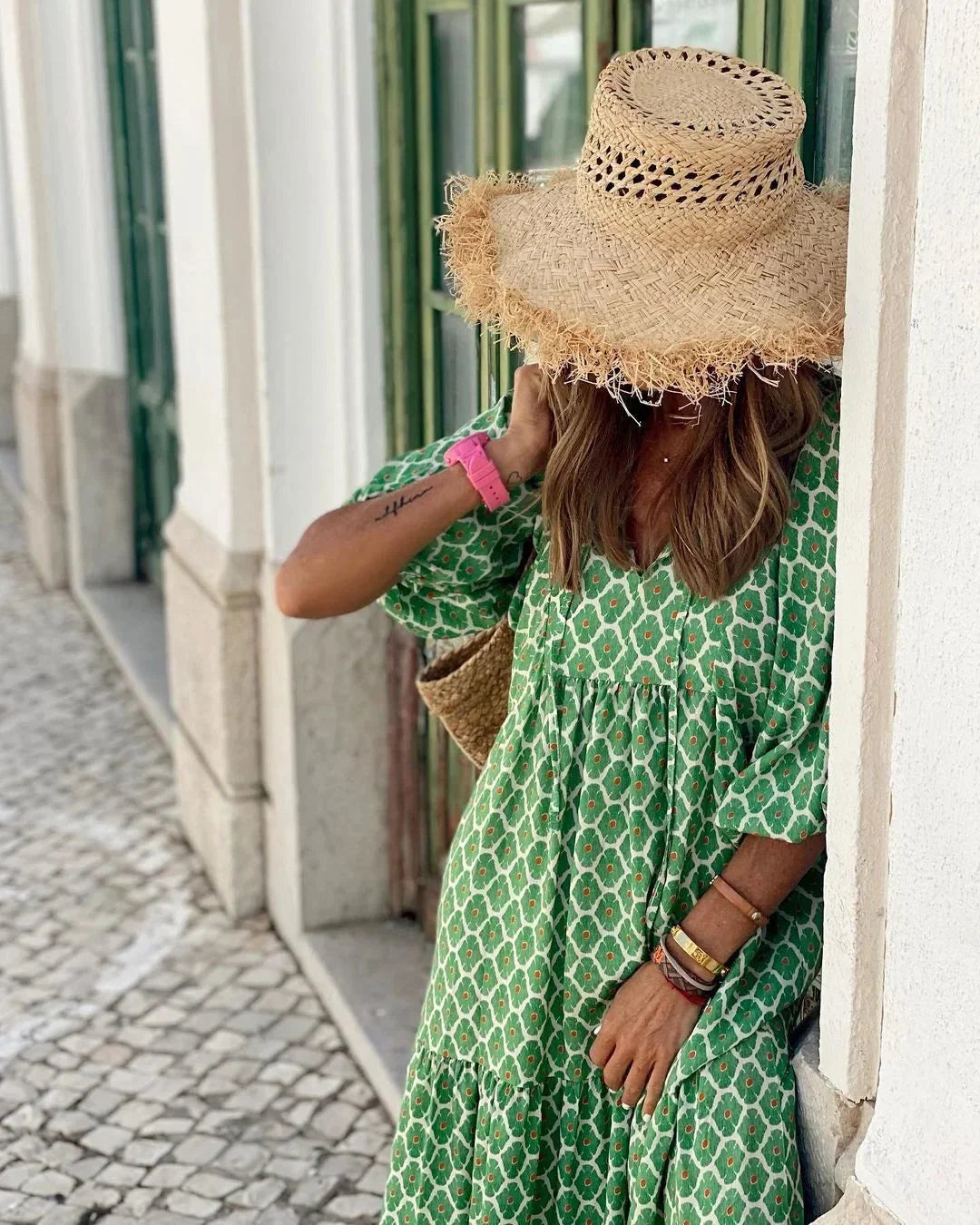 Robe longue femme col V manches longues été | Coupe féminine + Style élégant + Facile à accessoiriser – ROBEMODE