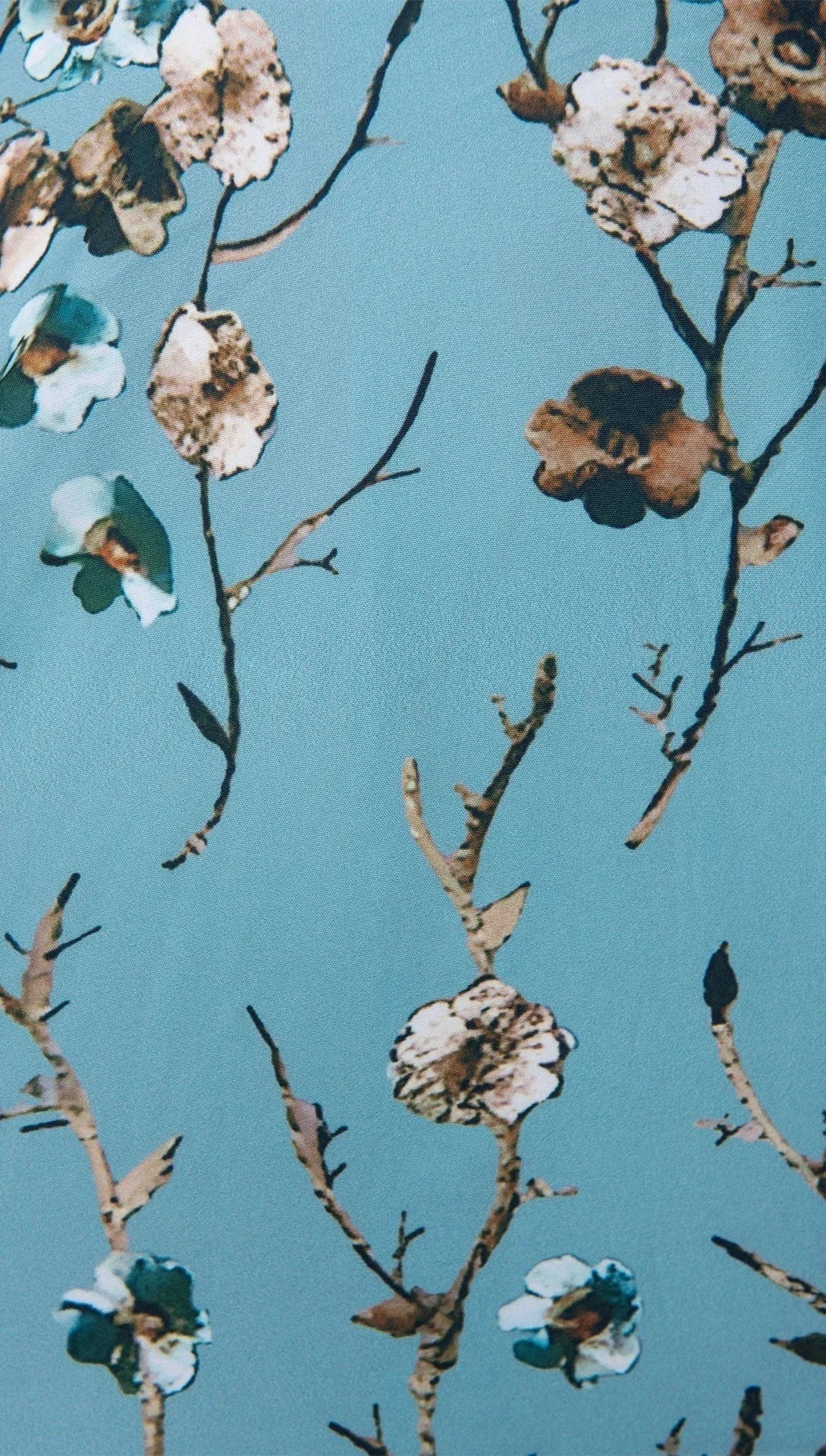 Robe longue bleu clair fleurs été col V femme | ROBEMODE