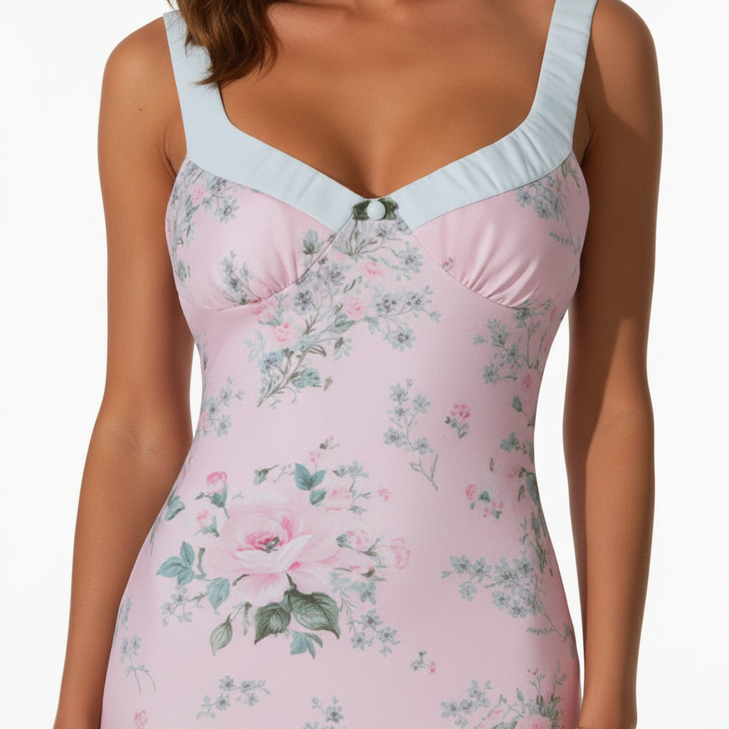 Robe longue femme rose à motifs floraux dos ouvert | Coupe féminine + Style élégant + Facile à accessoiriser – ROBEMODE