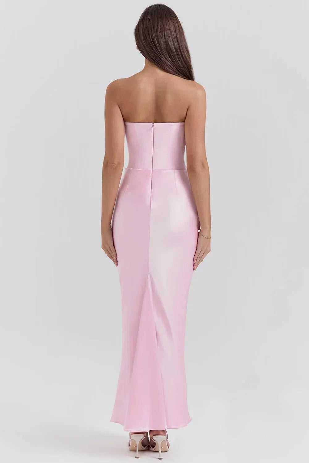 Robe longue bustier drapée sans bretelles | ROBEMODE