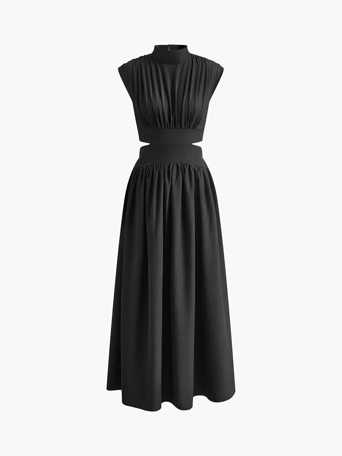 Robe Longue Femme Col Montant Découpes Élégantes Sans Manches | ROBEMODE