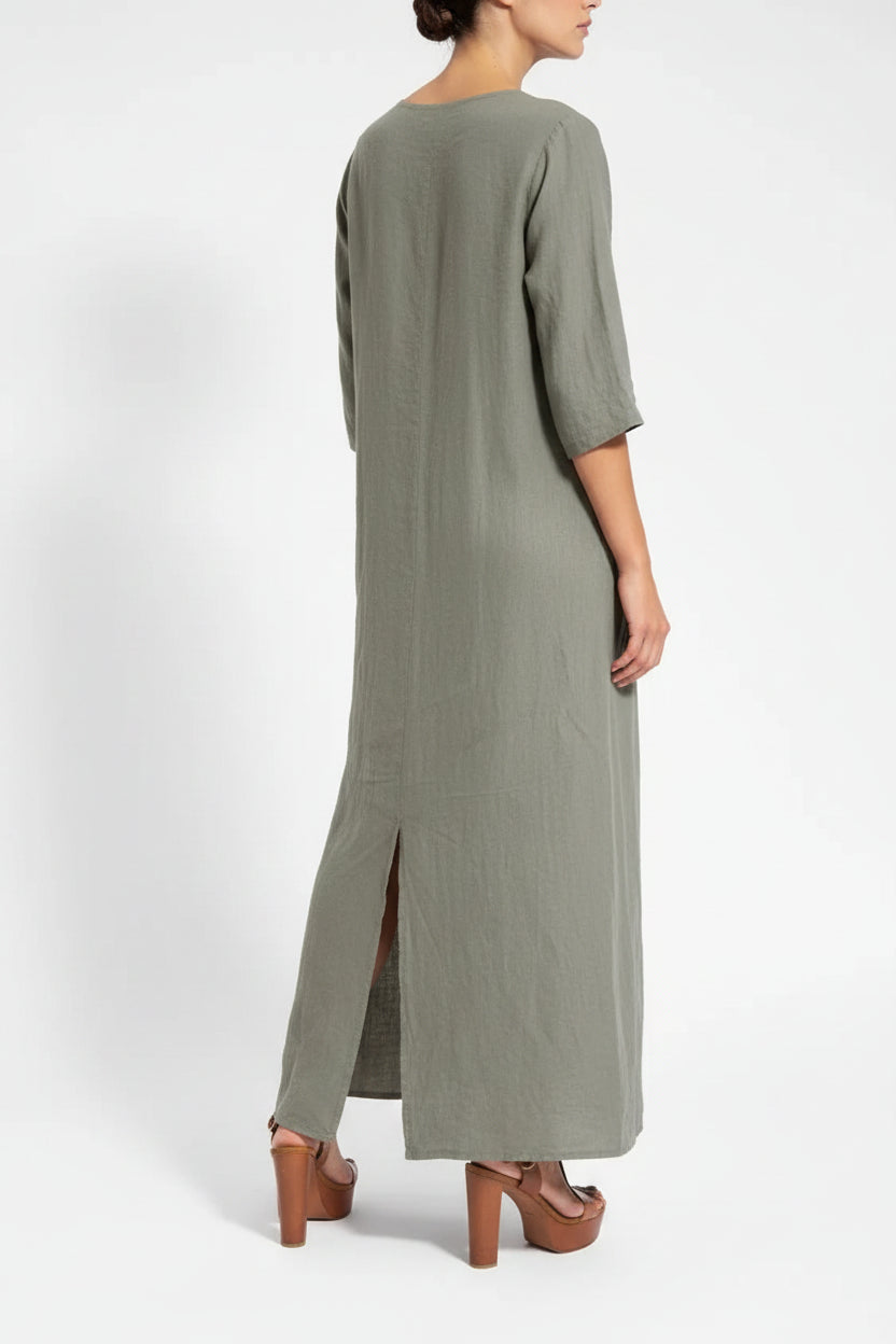 Robe Longue Lin Sans Manches Femme Grande Taille | Décontractée Respirante Été | ROBEMODE