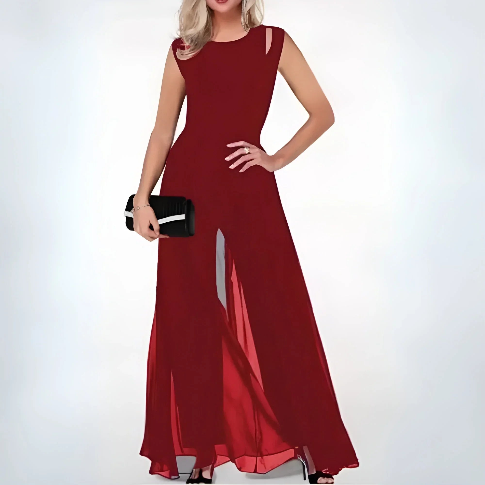 Robe Longue Soirée Sans Manches Découpes Élégantes | ROBEMODE