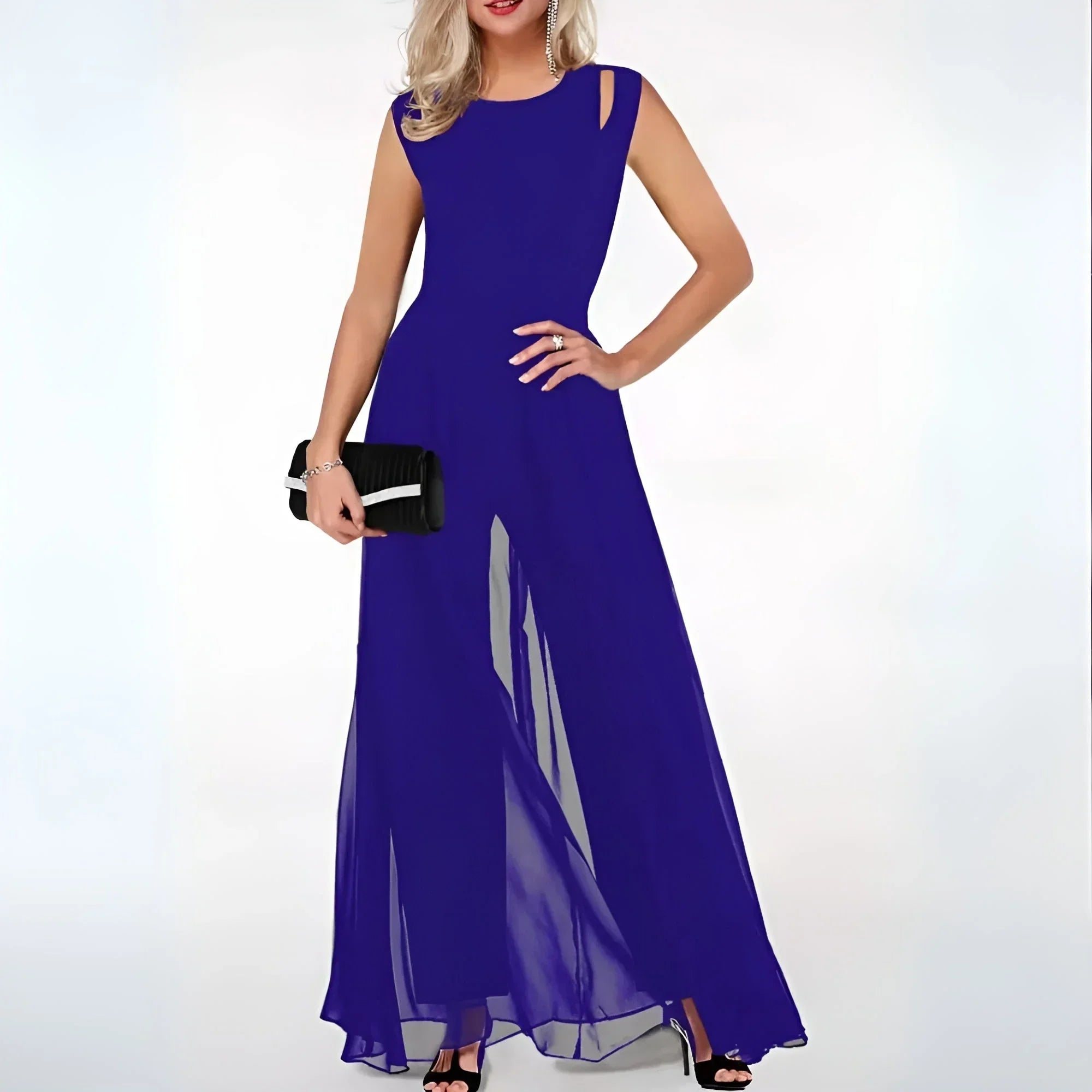 Robe Longue Soirée Sans Manches Découpes Élégantes | ROBEMODE