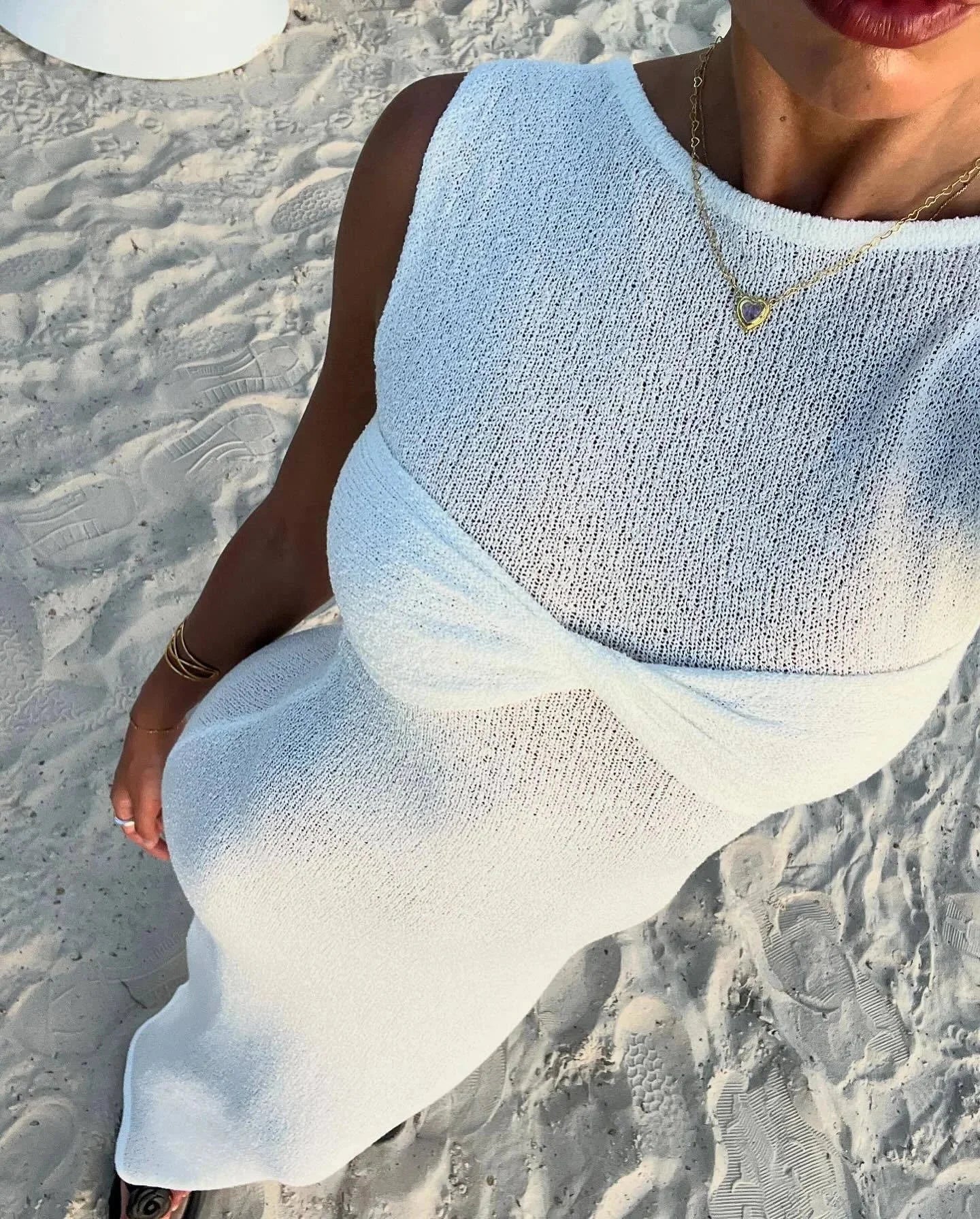 Robe longue femme sans manches avec détail torsadé | ROBEMODE