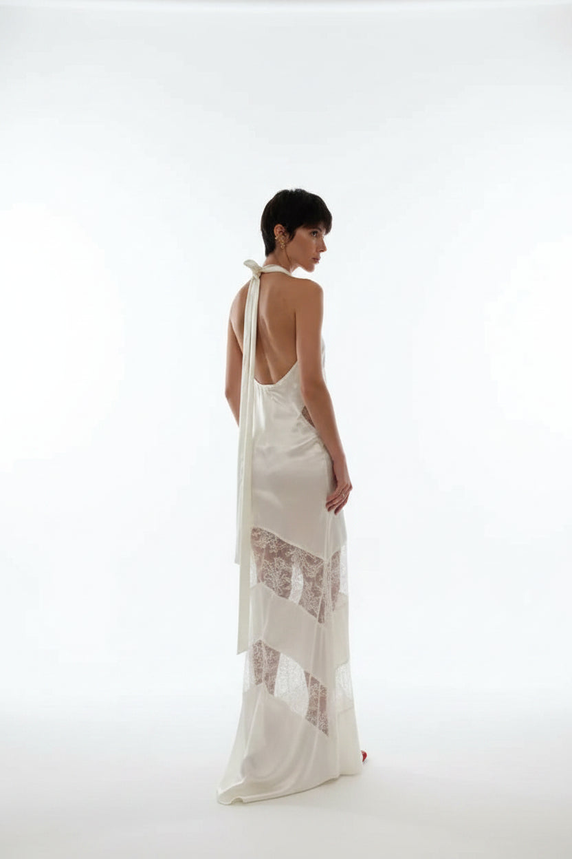 Robe longue soirée dos nu avec détails en dentelle | Coupe féminine + Style élégant + Facile à accessoiriser – ROBEMODE