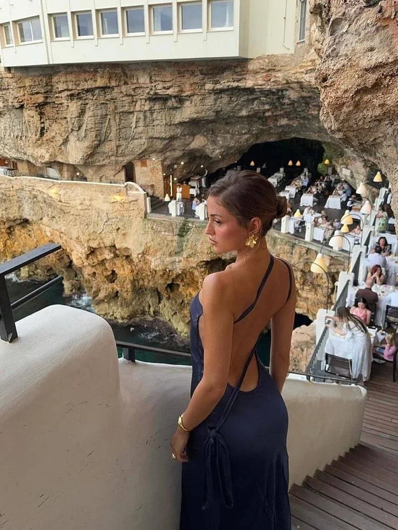 Robe longue femme dos nu bretelles fines soirée | ROBEMODE
