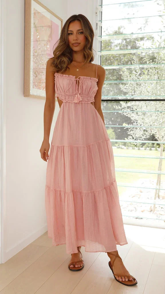 Robe longue femme dos nu fluide à bretelles réglables | Coupe féminine + Style élégant + Facile à accessoiriser – ROBEMODE