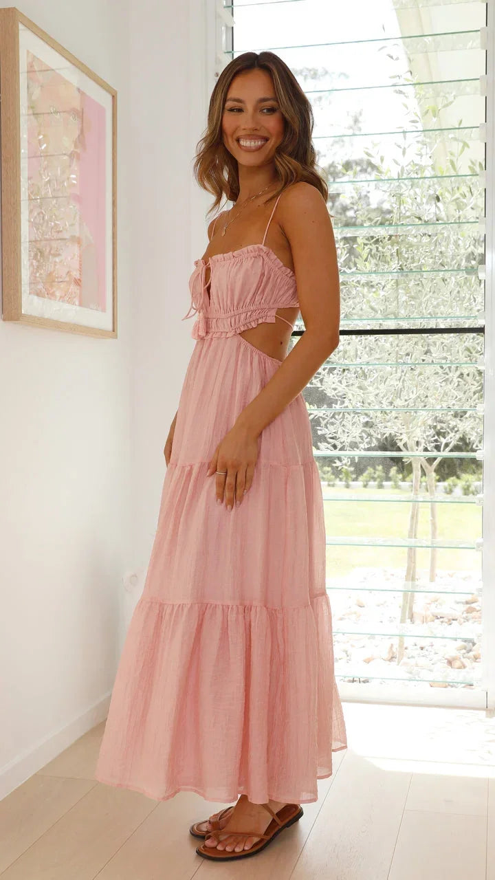 Robe longue femme dos nu fluide à bretelles réglables | Coupe féminine + Style élégant + Facile à accessoiriser – ROBEMODE