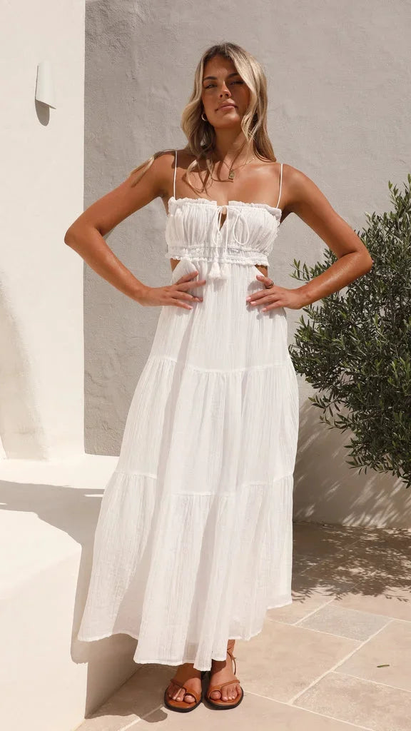 Robe longue femme dos nu fluide à bretelles réglables | Coupe féminine + Style élégant + Facile à accessoiriser – ROBEMODE