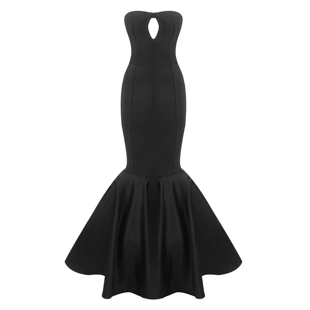 Robe longue mermaid femme noire sans bretelles | Coupe féminine + Style élégant + Facile à accessoiriser – ROBEMODE