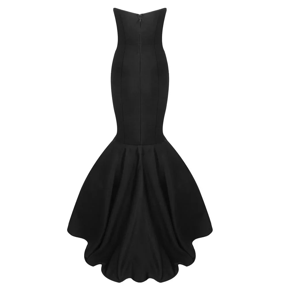 Robe longue mermaid femme noire sans bretelles | Coupe féminine + Style élégant + Facile à accessoiriser – ROBEMODE
