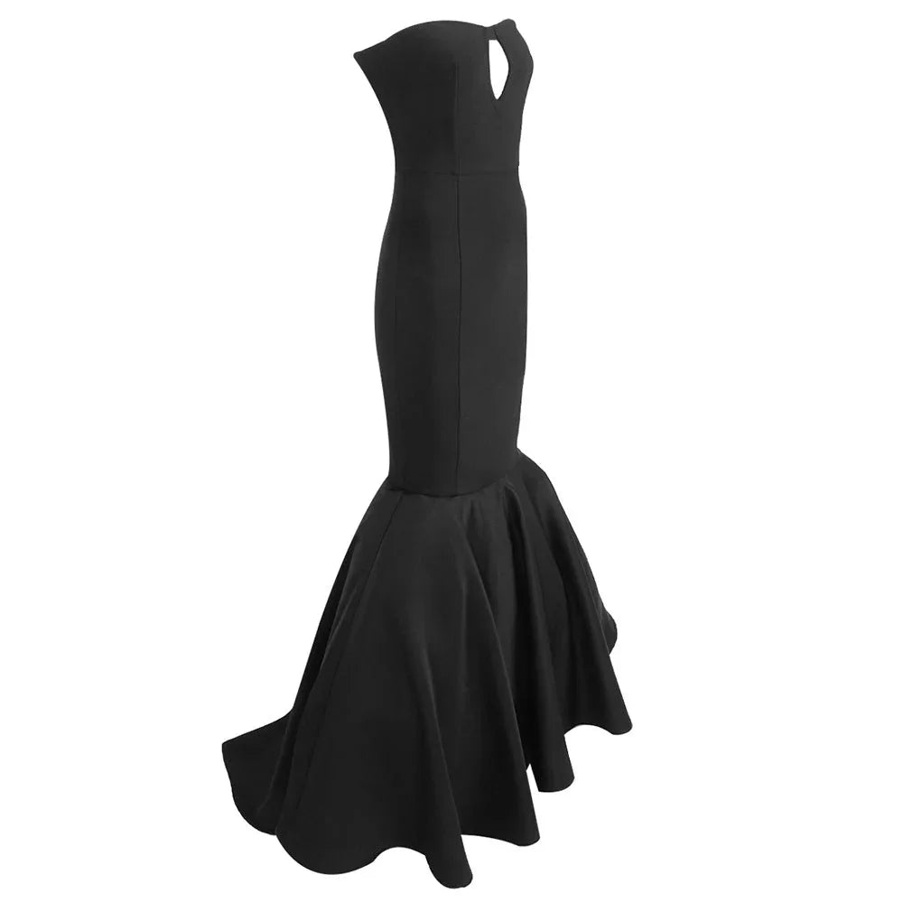 Robe longue mermaid femme noire sans bretelles | Coupe féminine + Style élégant + Facile à accessoiriser – ROBEMODE