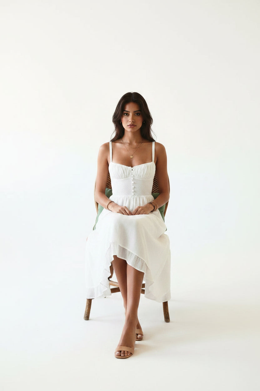 Robe Midi Volants Bretelles Fines Été 3 Coloris | ROBEMODE