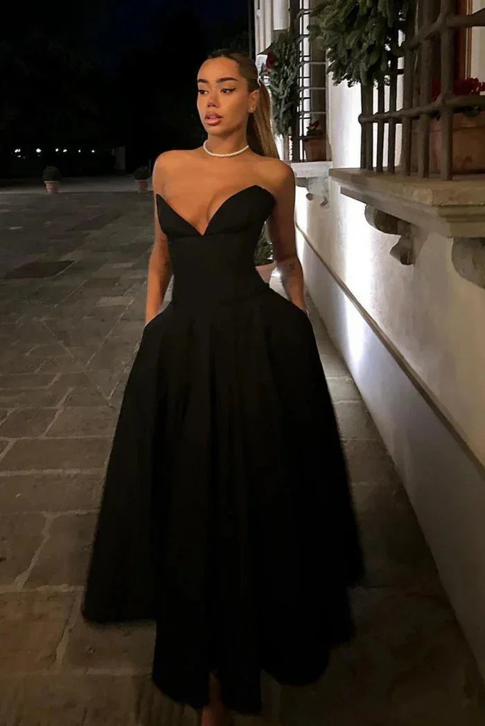 Robe midi bustier avec corset coupe évasée soirée | ROBEMODE