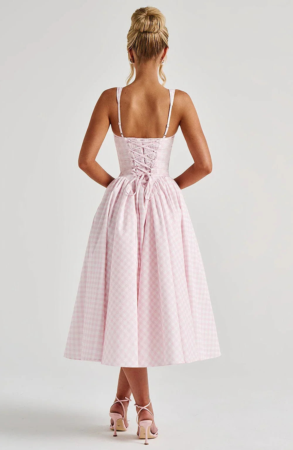 Robe midi femme carreaux sans manches | ROBEMODE