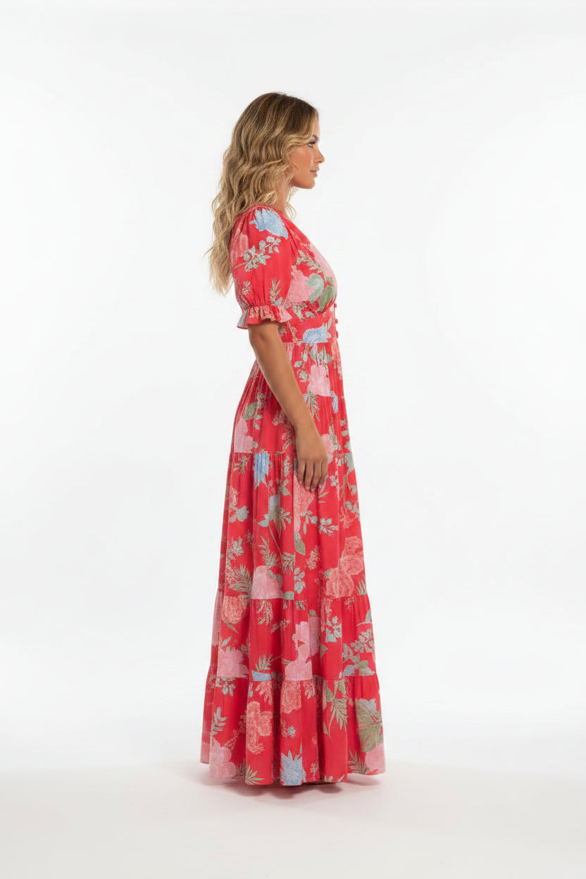Robe Midi Femme Motifs Floraux Col V | Manches Courtes + 3 Coloris + Légère | ROBEMODE