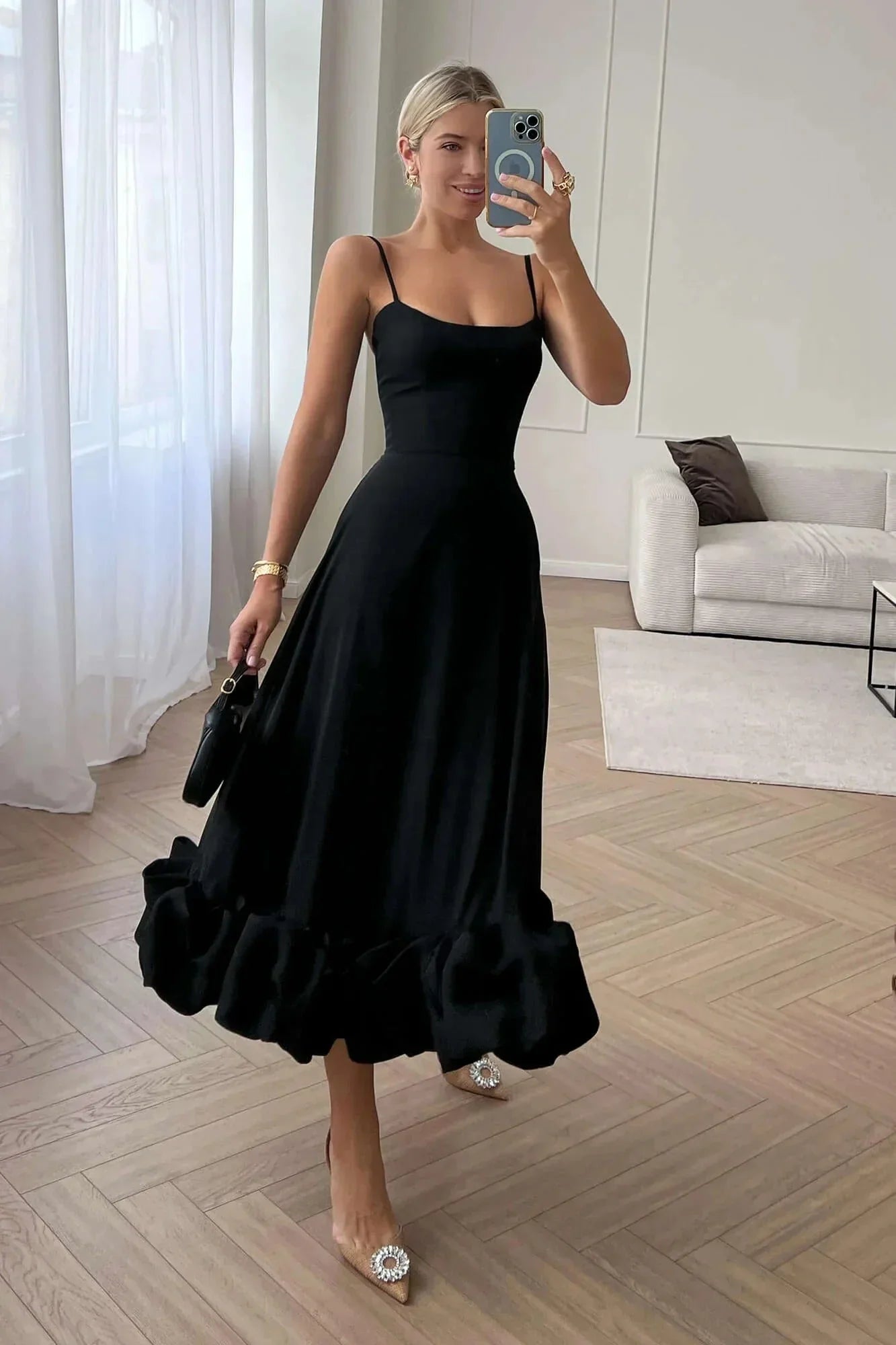 Robe midi femme volants sans manches | Coupe féminine + Style élégant + Facile à accessoiriser – ROBEMODE