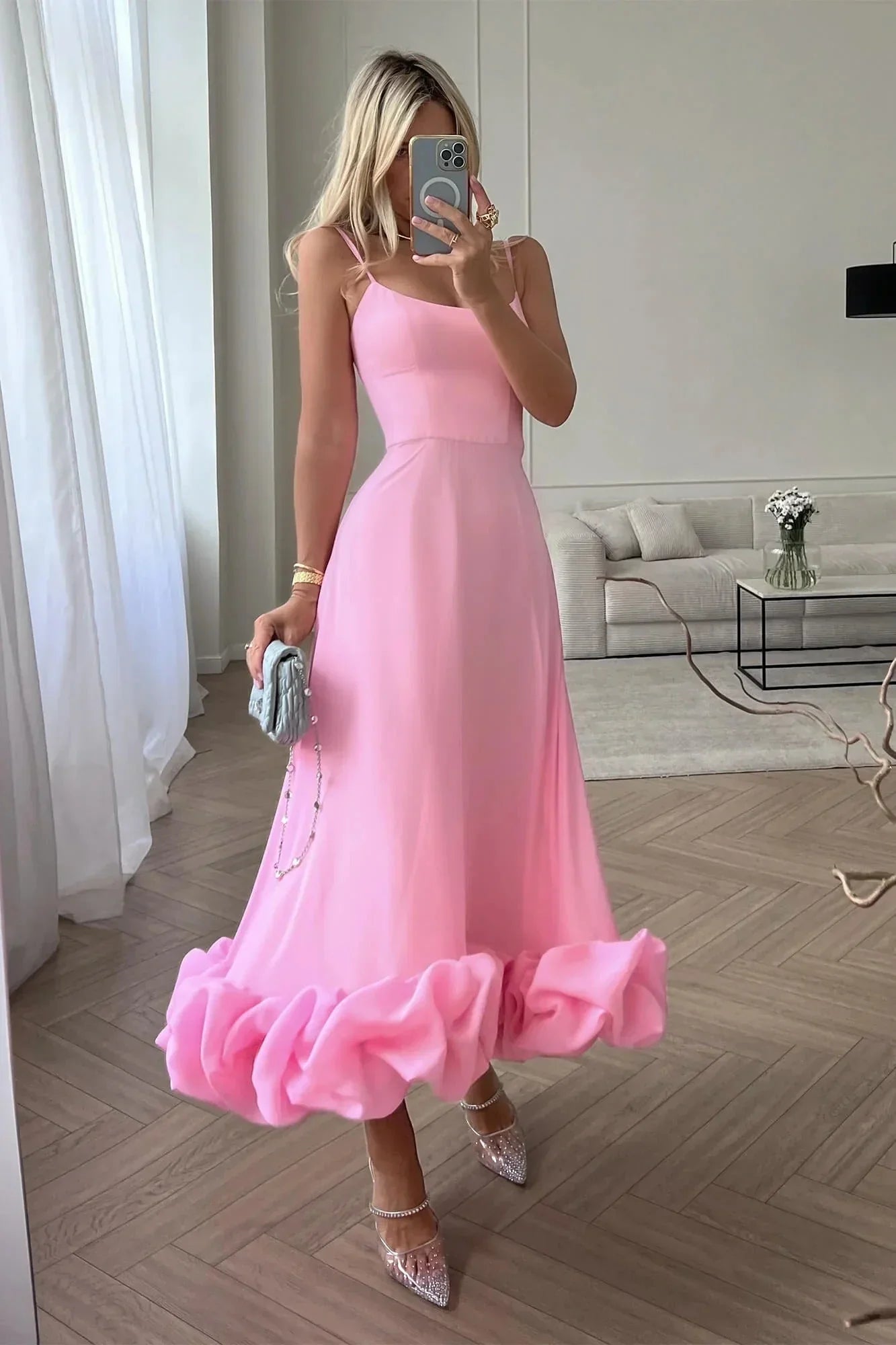 Robe midi femme volants sans manches | Coupe féminine + Style élégant + Facile à accessoiriser – ROBEMODE