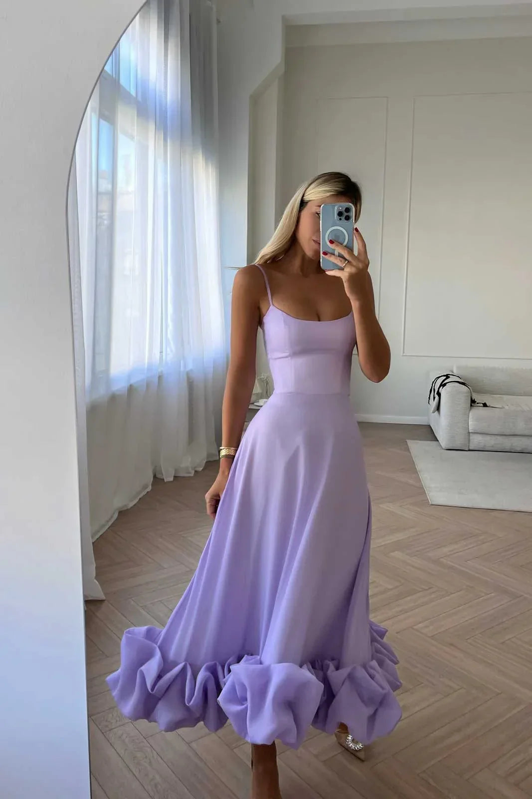 Robe midi femme volants sans manches | Coupe féminine + Style élégant + Facile à accessoiriser – ROBEMODE