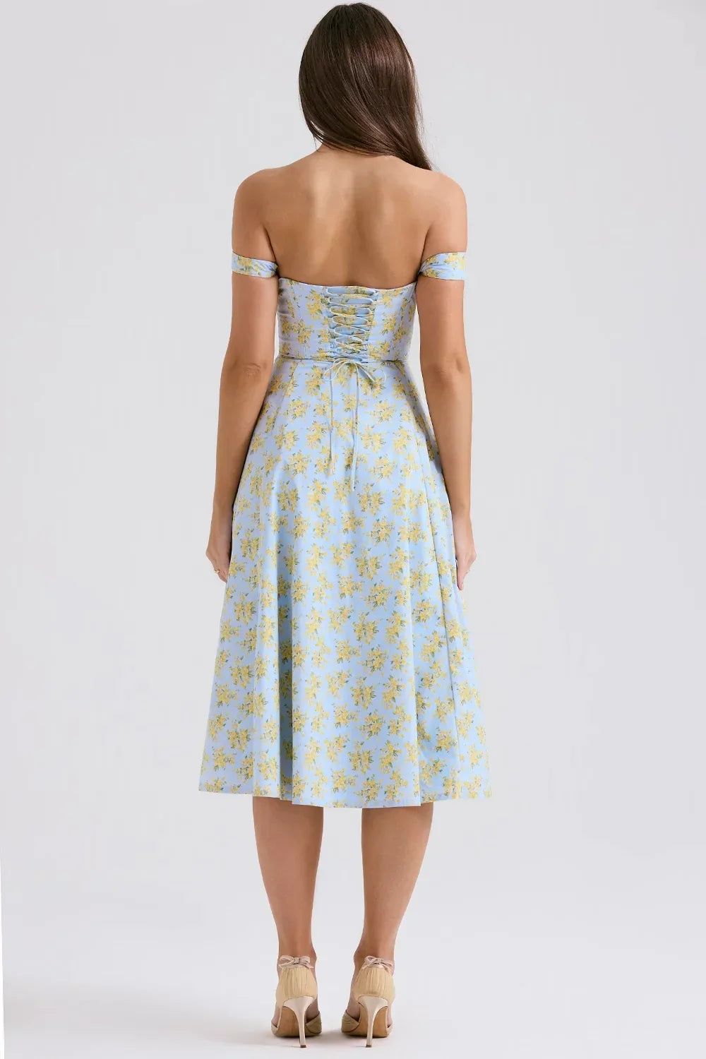 Robe Midi Femme Décolletée Motifs Floraux Fente 2 Coloris | ROBEMODE