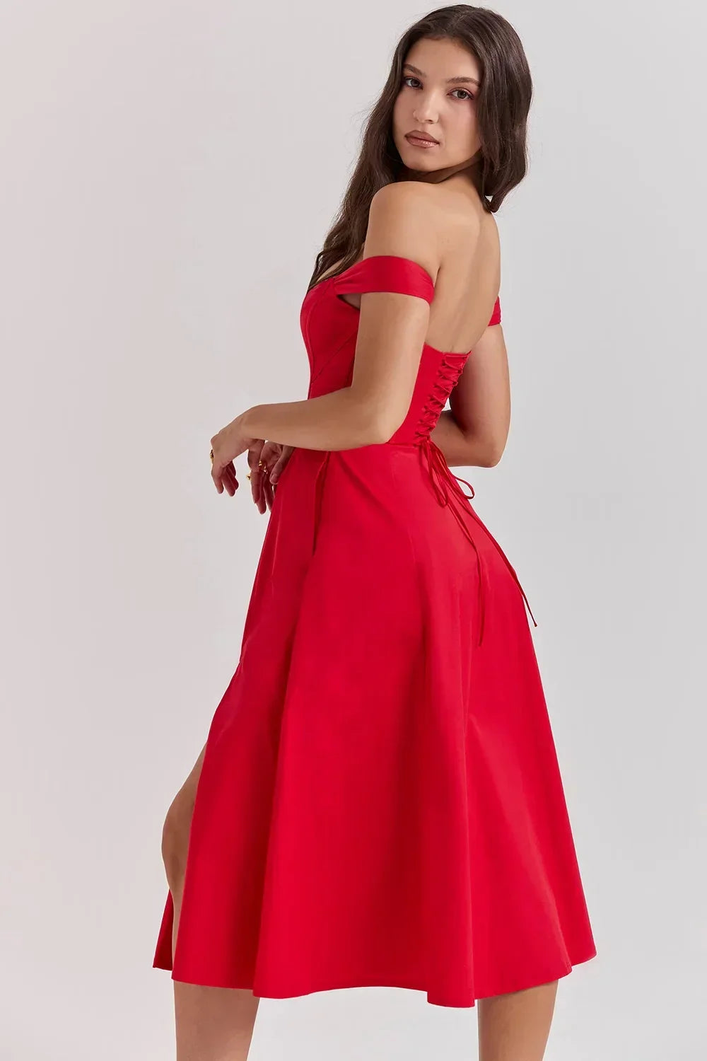 Robe Midi Femme Décolletée Motifs Floraux Fente 2 Coloris | ROBEMODE