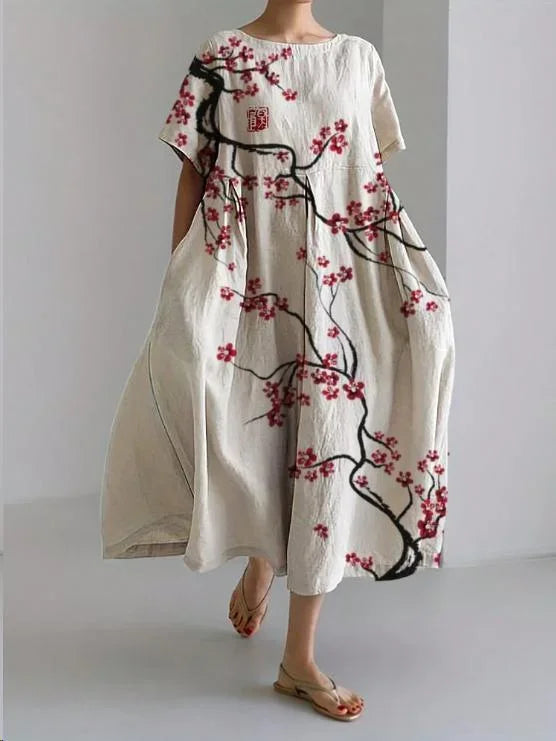 Robe Midi Florale Manches Courtes Coupe Ample 4 Motifs | ROBEMODE