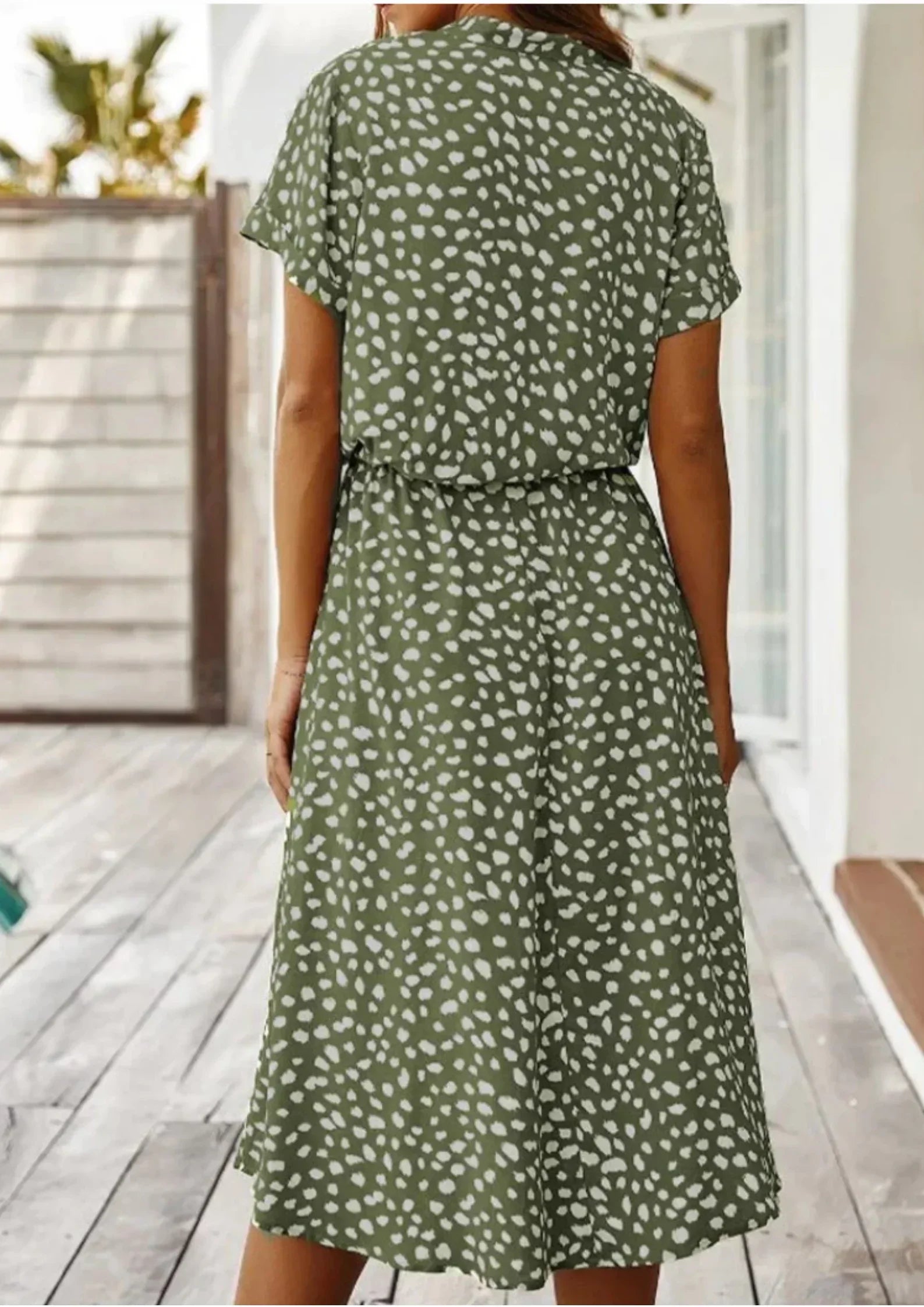 Robe Midi à Pois Lien Taille Manches Courtes Grande Taille | ROBEMODE