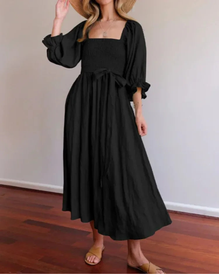Robe midi portefeuille col V manches longues 2 coloris | ROBEMODE