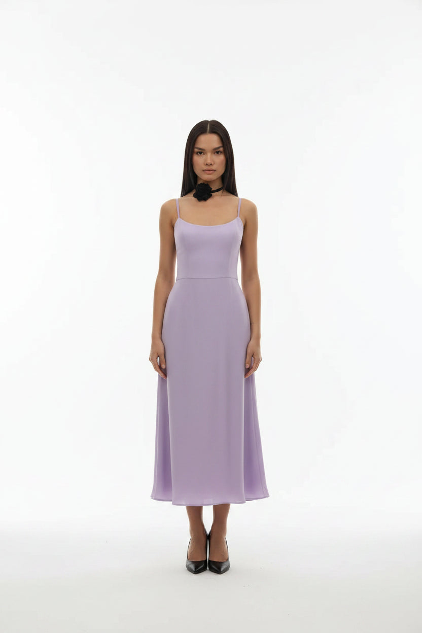 Robe Midi Femme Volants Bretelles Fines 2 Coloris | ROBEMODE