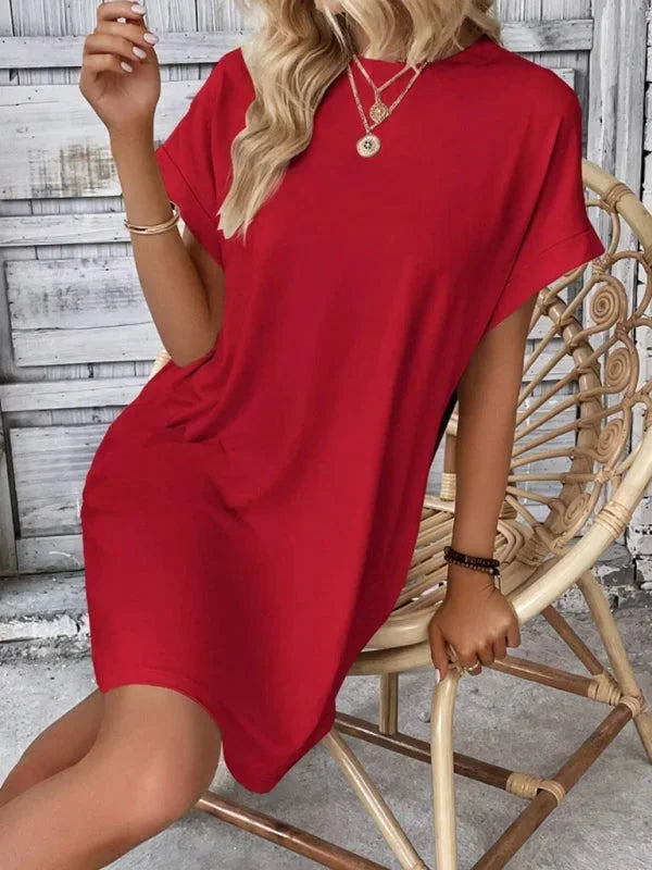 Robe Courte Poches Manches Courtes 5 Coloris | ROBEMODE