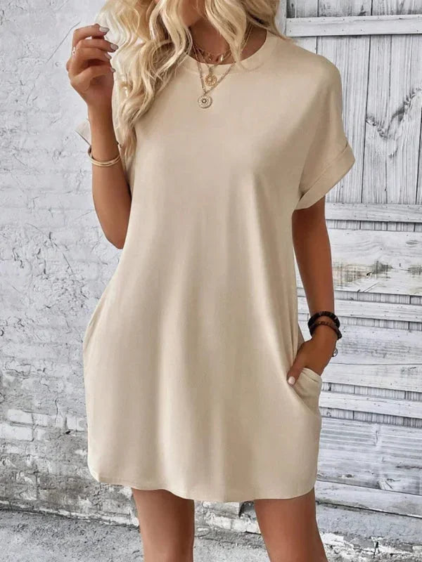 Robe Courte Poches Manches Courtes 5 Coloris | ROBEMODE
