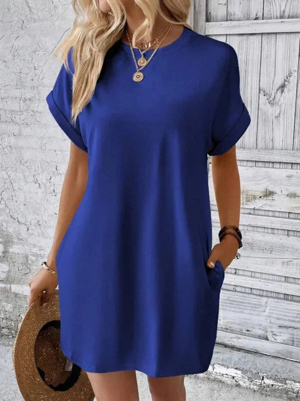Robe Courte Poches Manches Courtes 5 Coloris | ROBEMODE