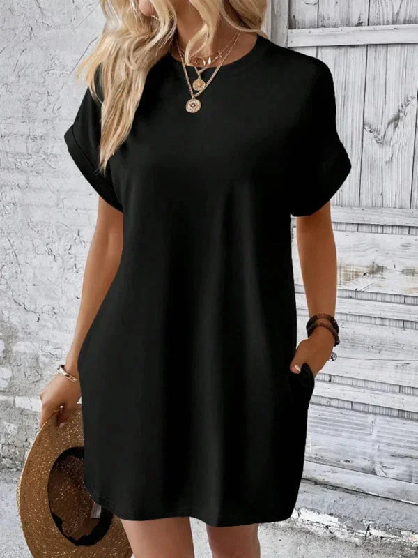 Robe Courte Poches Manches Courtes 5 Coloris | ROBEMODE