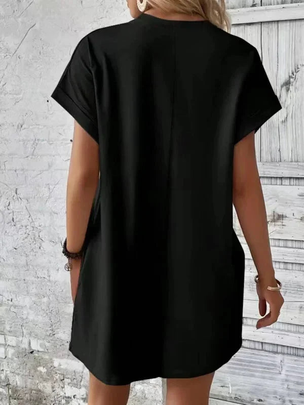 Robe Courte Poches Manches Courtes 5 Coloris | ROBEMODE