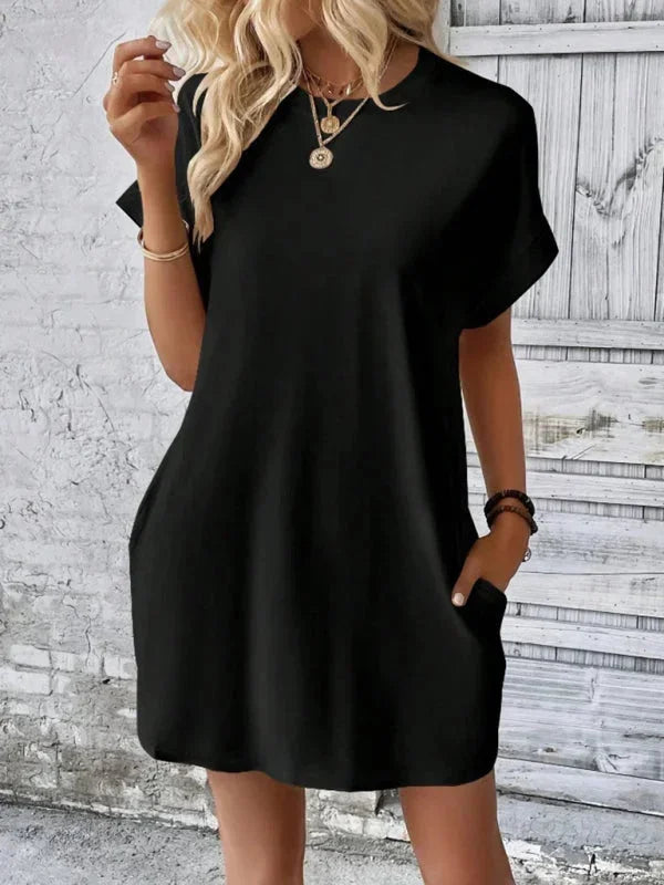 Robe Courte Poches Manches Courtes 5 Coloris | ROBEMODE