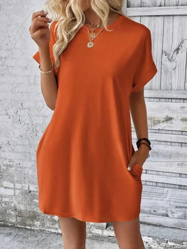 Robe Courte Poches Manches Courtes 5 Coloris | ROBEMODE