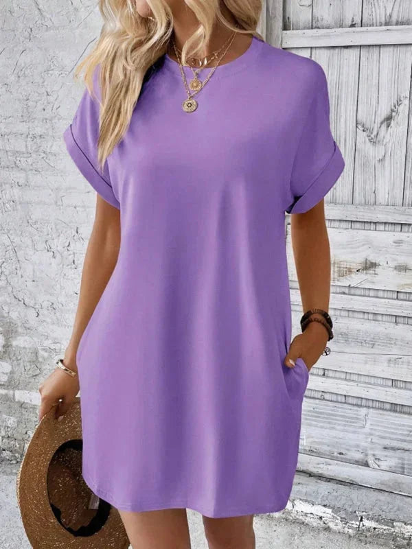 Robe Courte Poches Manches Courtes 5 Coloris | ROBEMODE