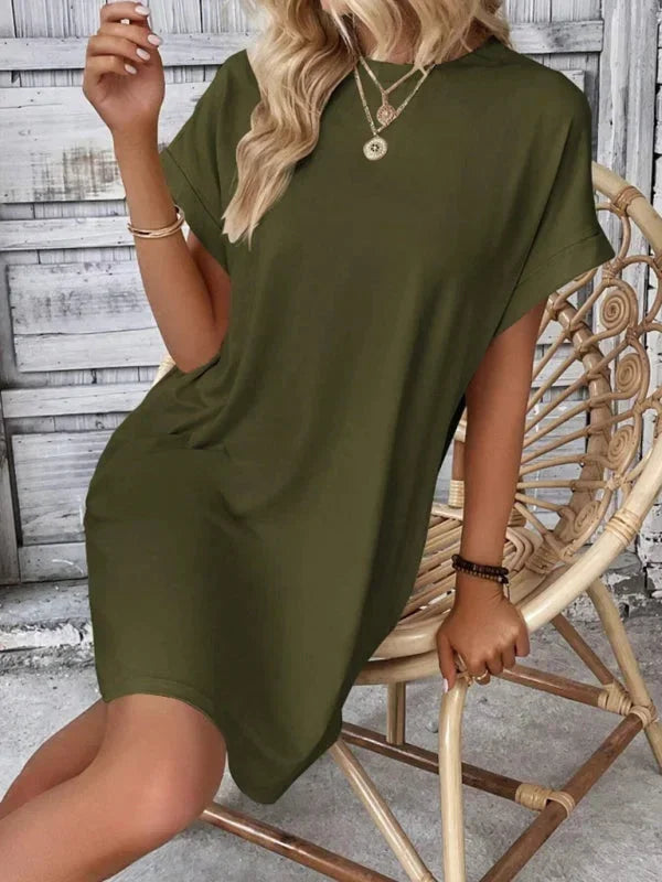 Robe Courte Poches Manches Courtes 5 Coloris | ROBEMODE