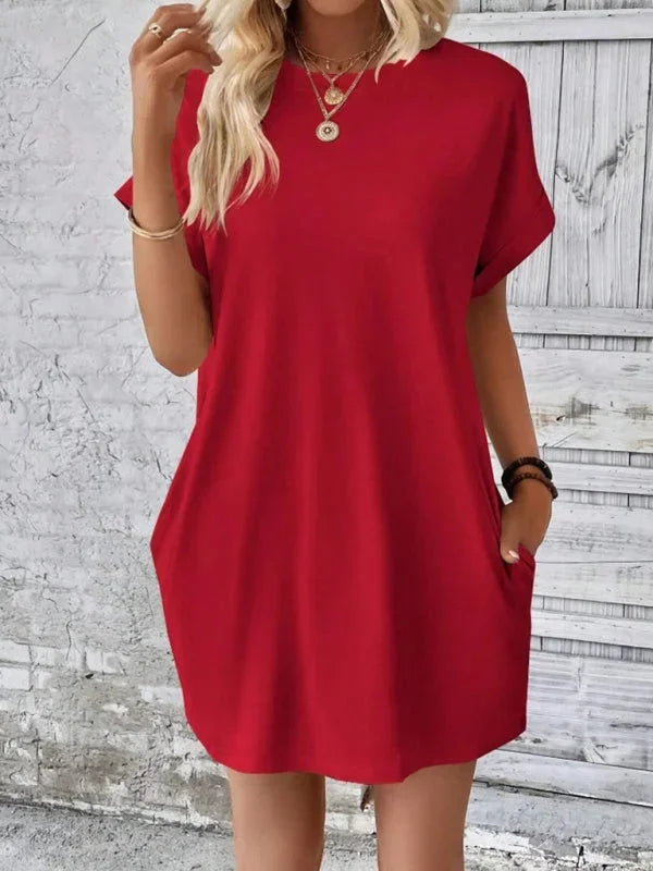 Robe Courte Poches Manches Courtes 5 Coloris | ROBEMODE