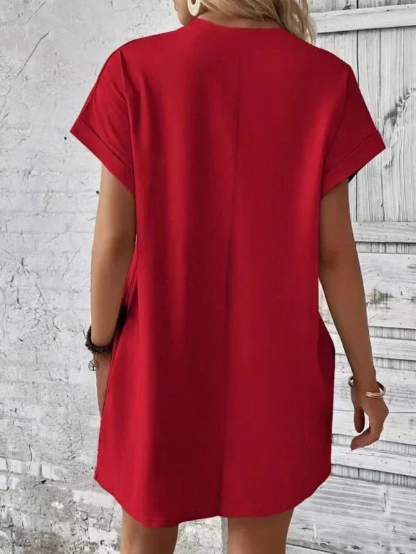 Robe Courte Poches Manches Courtes 5 Coloris | ROBEMODE